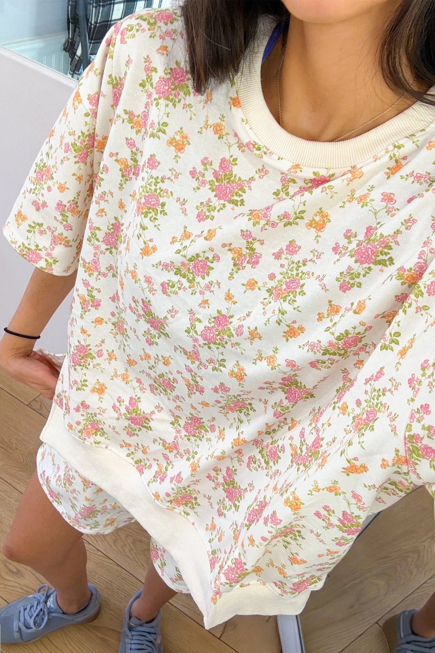 “Floral Dreams” Short Sleeve Casual 2 Piece Shorts Set