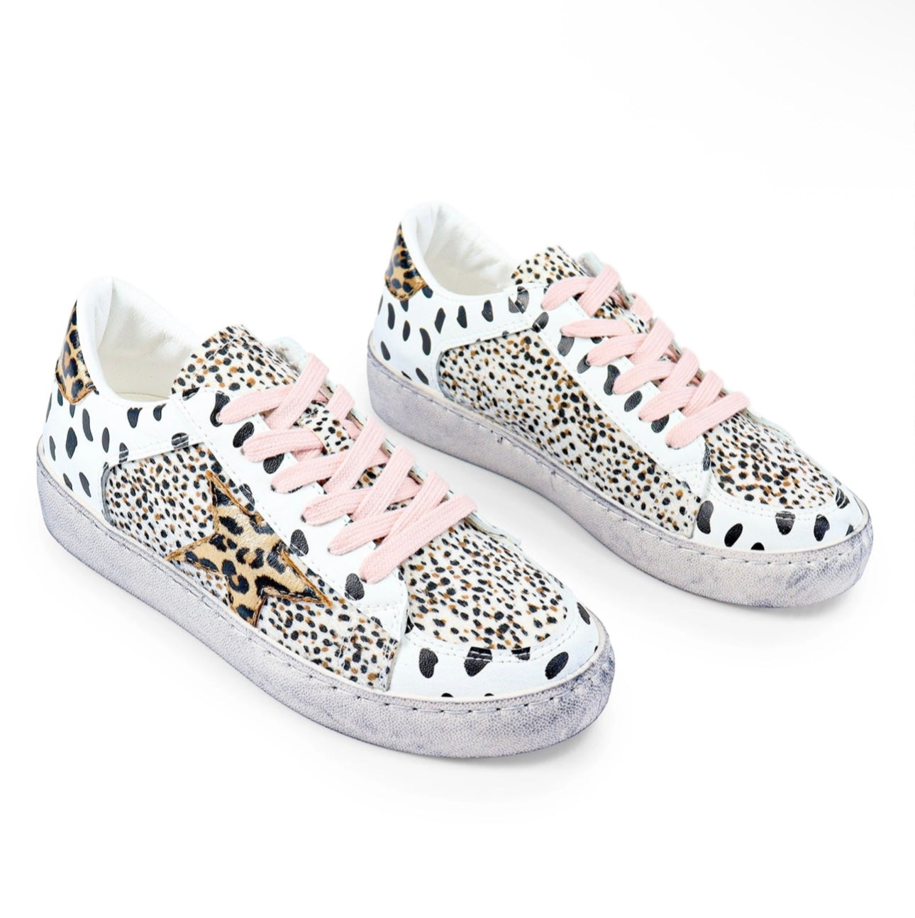 the “josie” distressed animal print sneakers. RTS