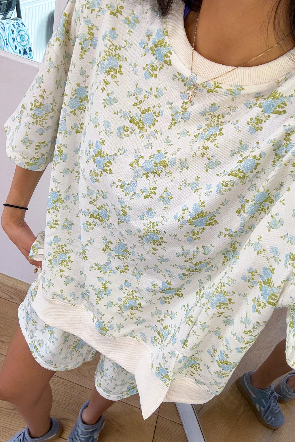 “Floral Dreams” Short Sleeve Casual 2 Piece Shorts Set