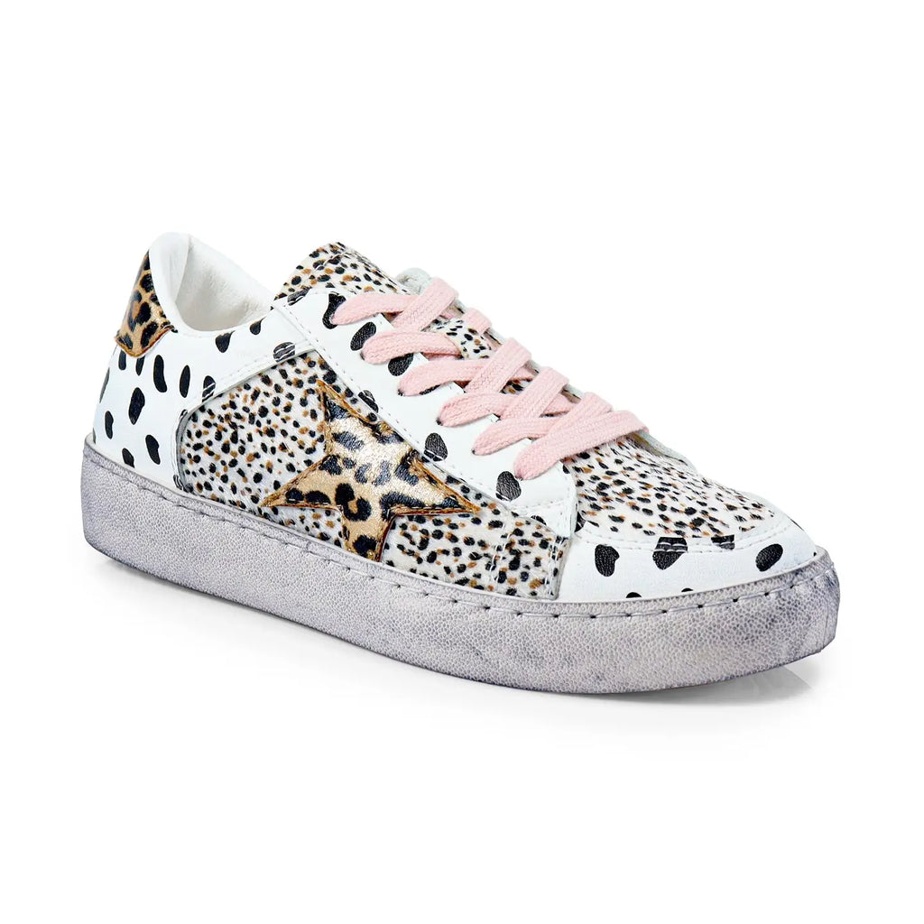 the “josie” distressed animal print sneakers. RTS