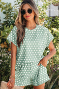“Abby” Polka Dot Print Tee & Short Set