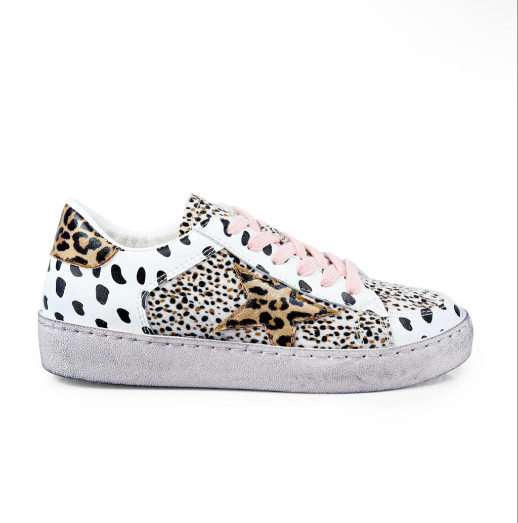 the “josie” distressed animal print sneakers. RTS