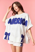 Polka dot America patch “terry” top