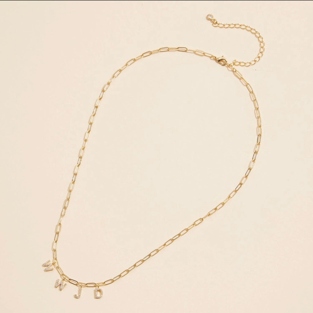 Wwjd | 18K Gold Cubic Zirconia Pendant Necklace