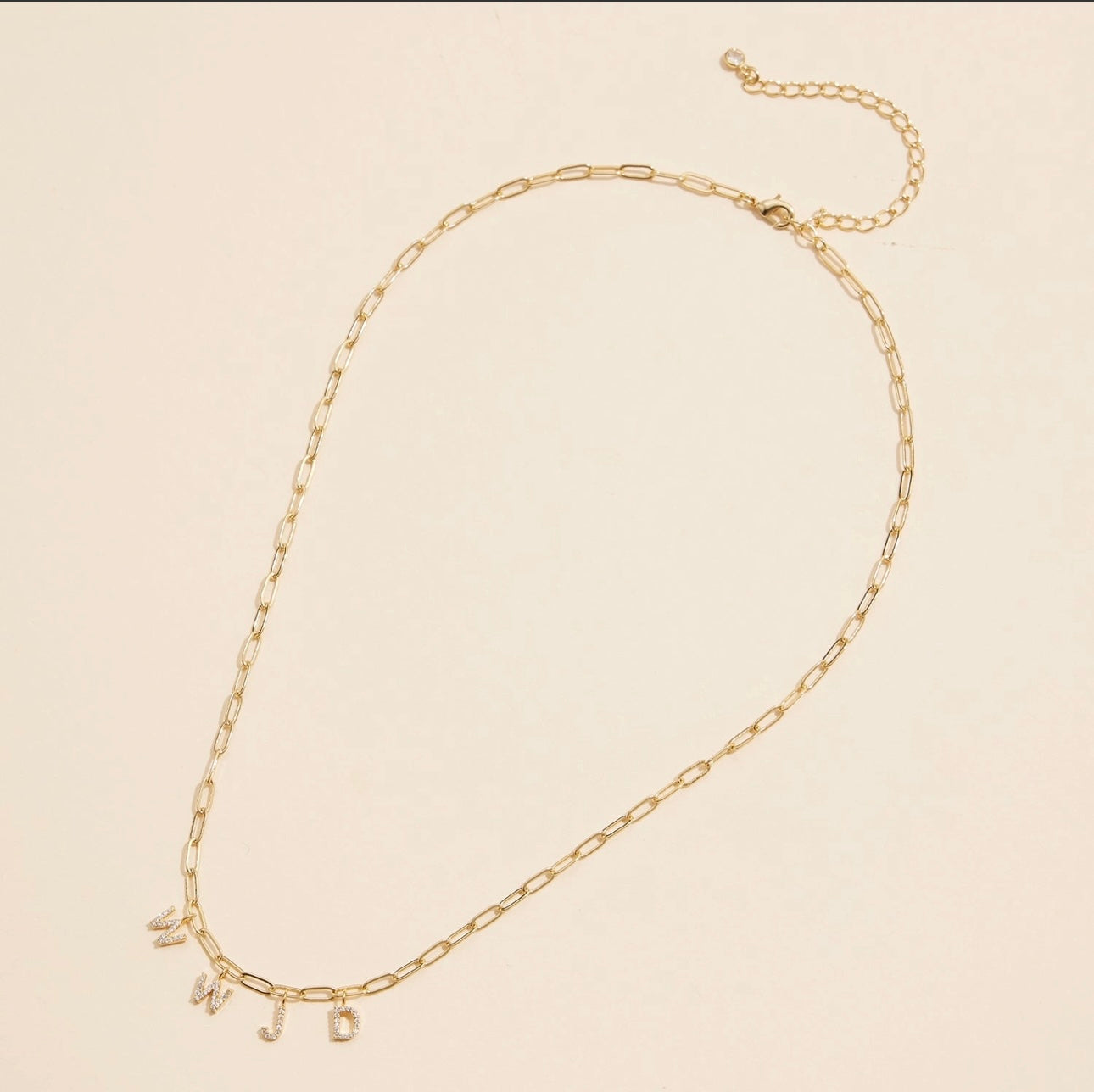 Wwjd | 18K Gold Cubic Zirconia Pendant Necklace