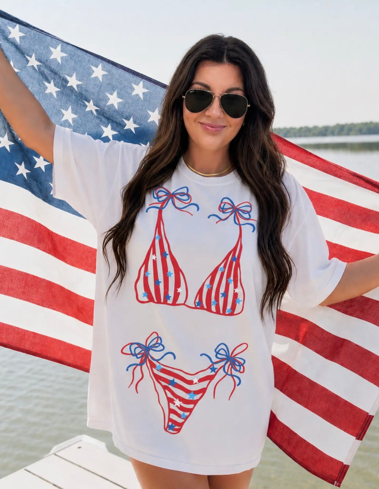 “Stars and Stripes” 4th of July bikini graphic tee