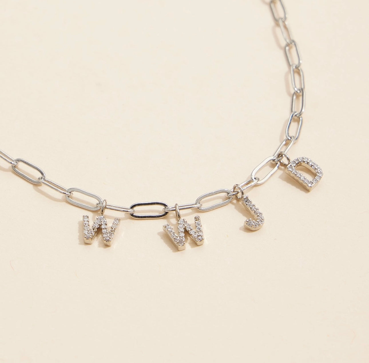 Wwjd | 18K Gold Cubic Zirconia Pendant Necklace