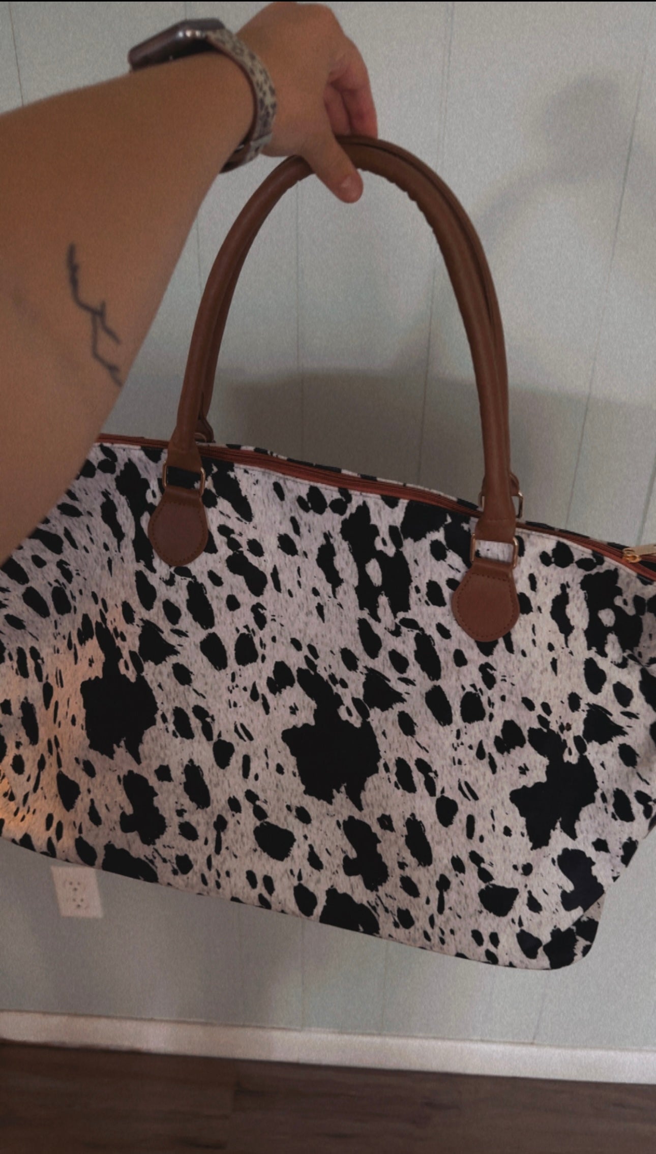 cowhide “weekender” bag. RTS