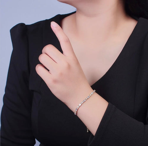 24K Gold Filled Bracelet with Clear Baguette Cubic Zirconia