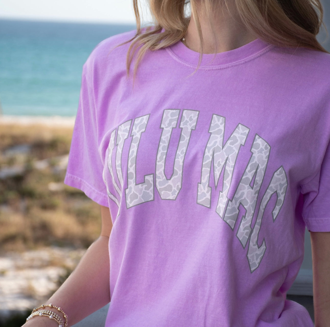 Lulu Mac Camo Neon Violet Comfort Colors Tee
