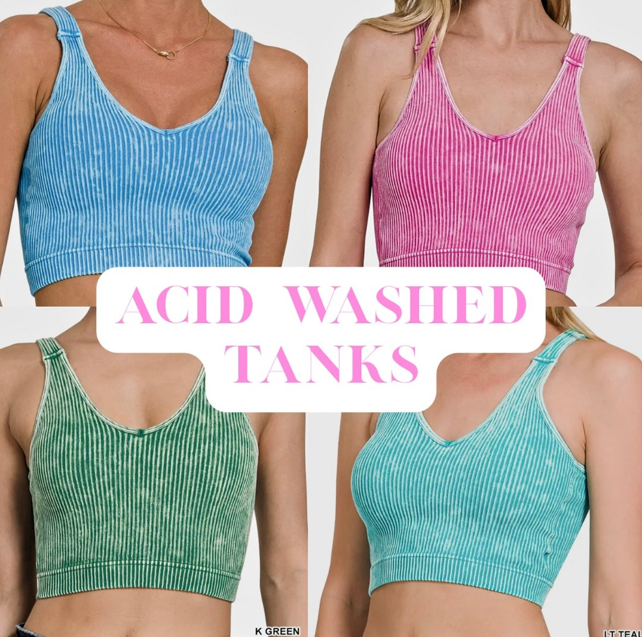 “acid wash” tank tops! RTS