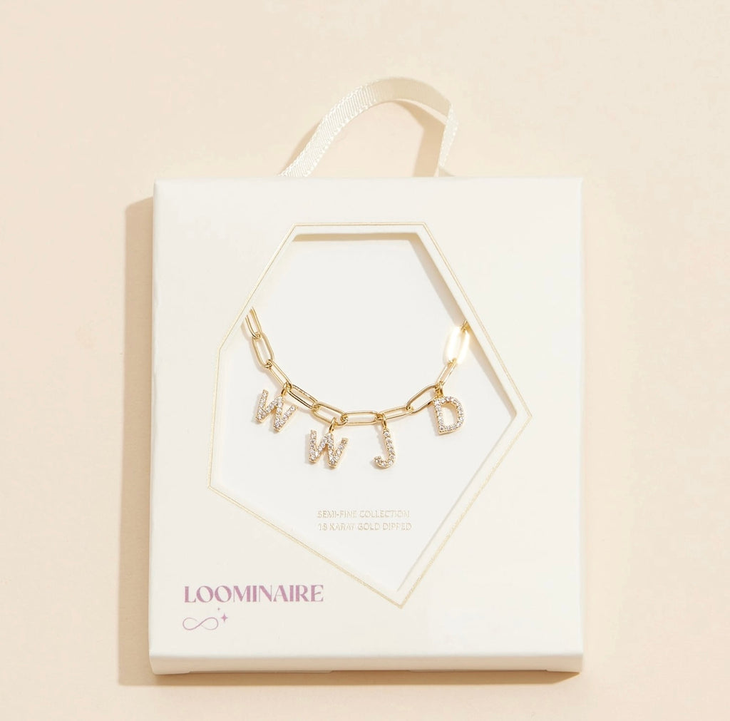 Wwjd | 18K Gold Cubic Zirconia Pendant Necklace