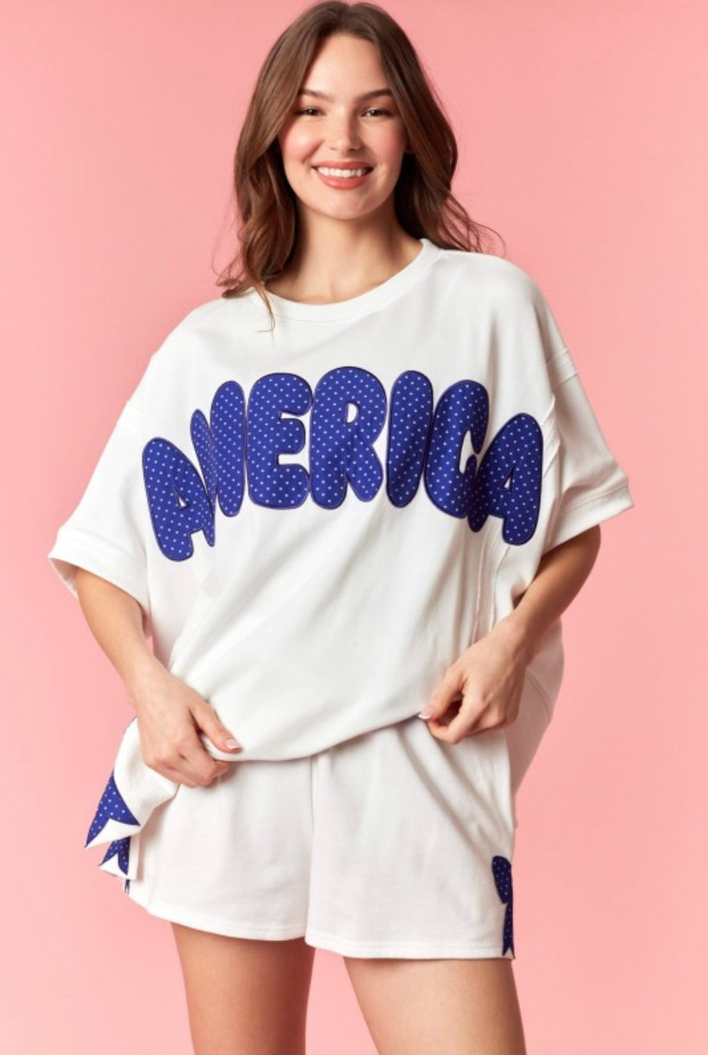 Polka dot America patch “terry” top