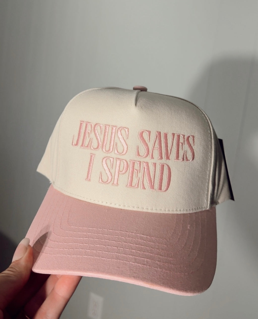 “Jesus saves, i spend” trucker hat. RTS