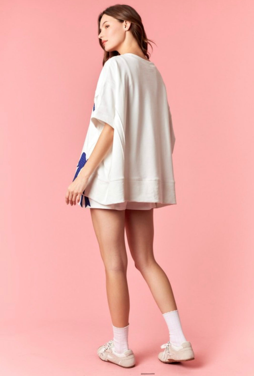 polka dot bow patch “terry” shorts
