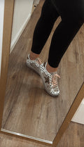 the “josie” distressed animal print sneakers. RTS