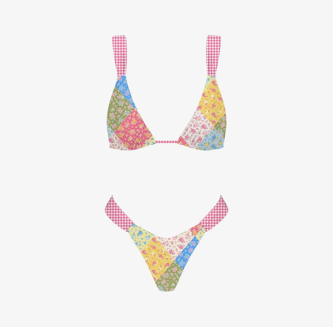 “Summer Romance” floral patchwork bikini