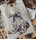 “Coquette Cowgirl” Tee (baby blue). RTS